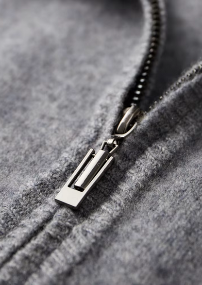 MERINO ZIP TWO-TONE CARDIGAN