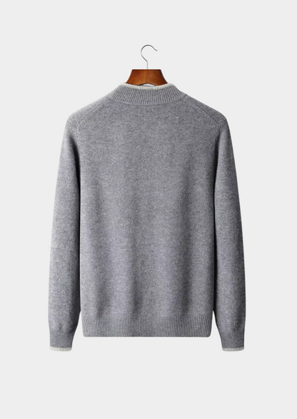 MERINO ZIP TWO-TONE CARDIGAN